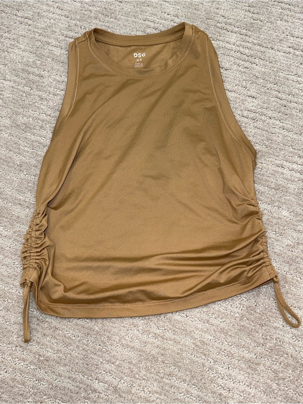 DSG Ruched-Side Tank Top in Tan